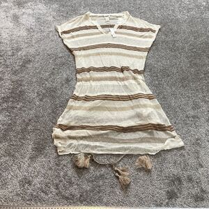 Chico's Fit and Flare Sweater Dress Womens Chico 0 US Small Beige Striped New